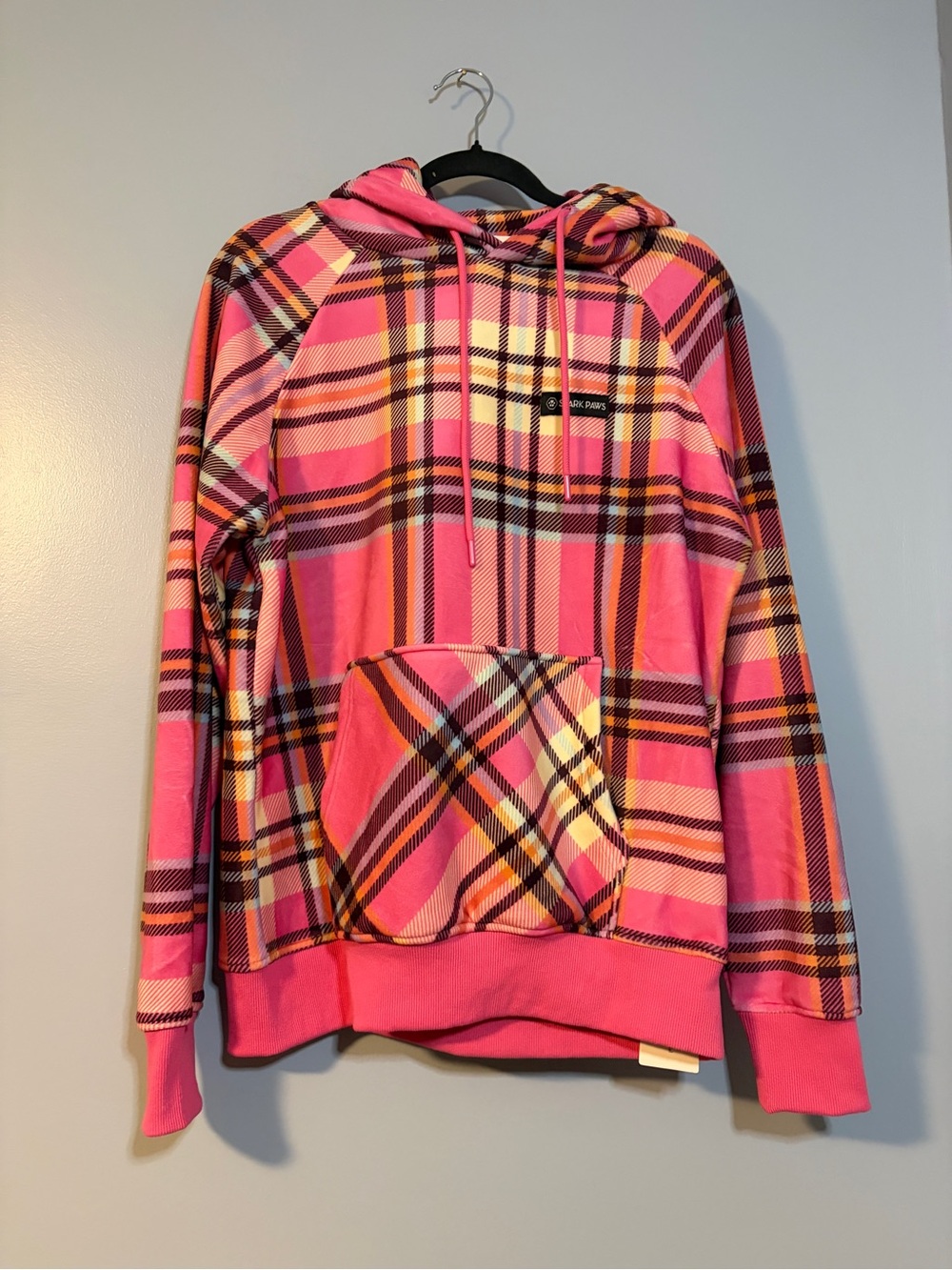 Pink Plaid Hooded Crew Sweatshirt - Women's Cozy Crew